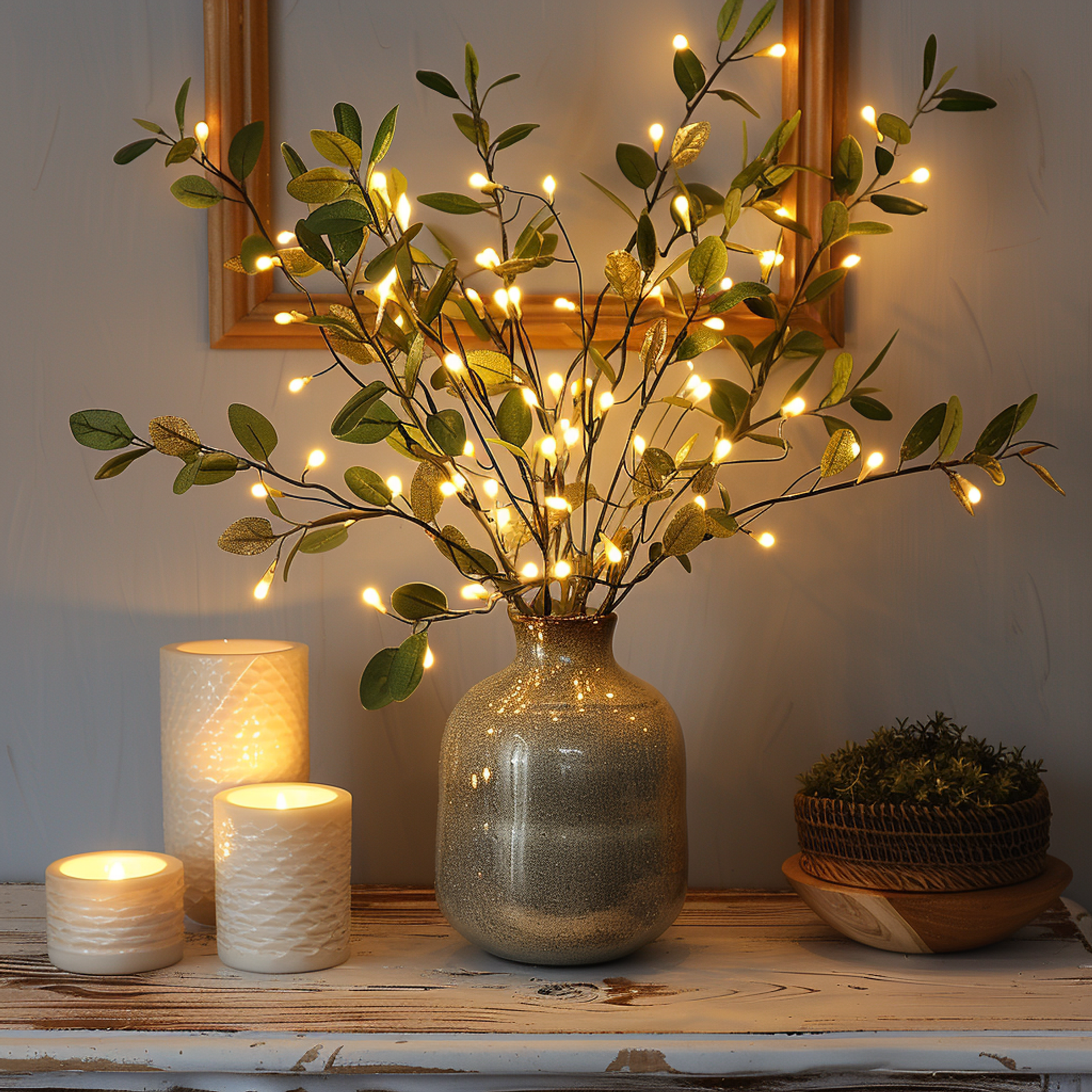Enchanted Olive Branch Fairy Lights - 120 LEDs Battery Operated Twinkle Lights for Cozy Home Decor-6
