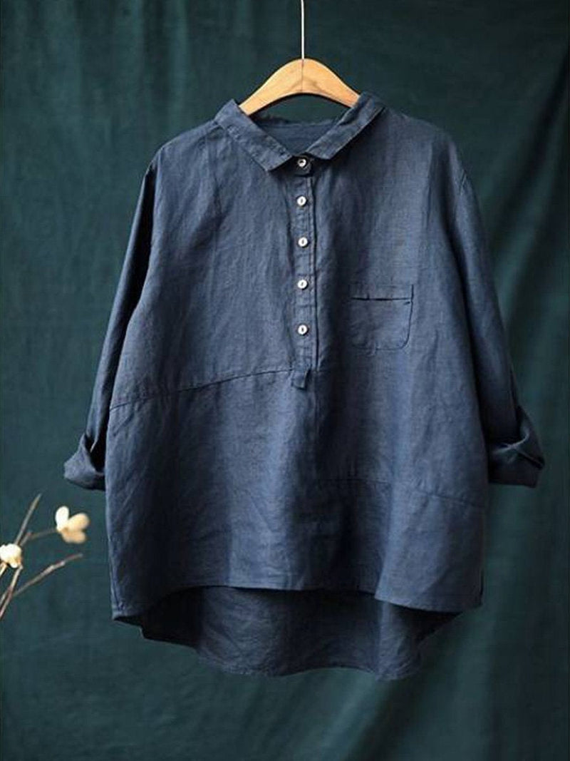 Women's Polished Cotton‑Linen Shirt