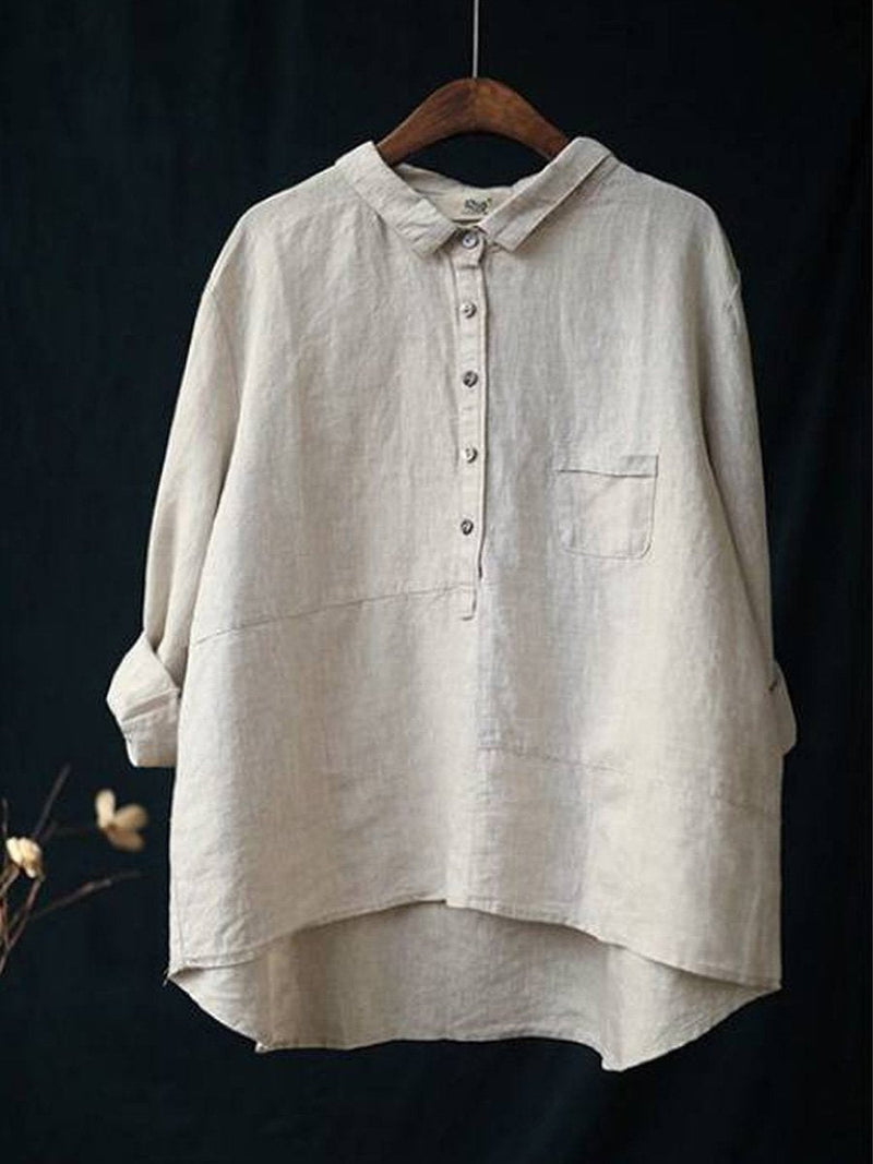 Women's Polished Cotton‑Linen Shirt
