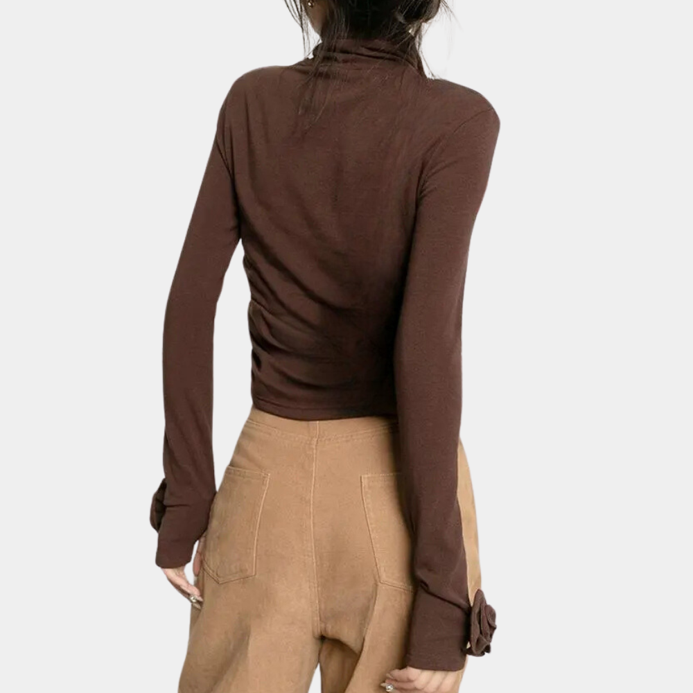 Myrthe - Elegant Women's Shirt in Stylish Brown Cotton for All Occasions-5
