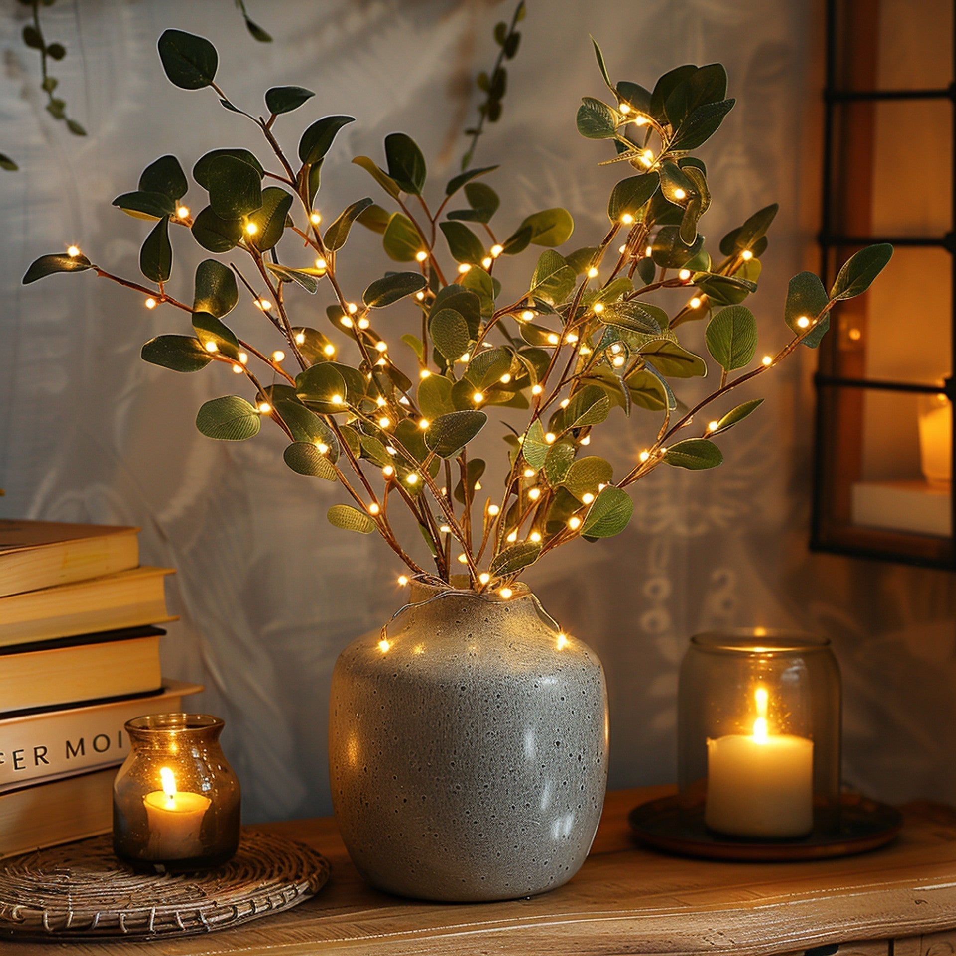 Enchanted Olive Branch Fairy Lights - 120 LEDs Battery Operated Twinkle Lights for Cozy Home Decor-2
