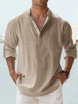 Luca - Casual Cotton Linen Men's Henley Shirt