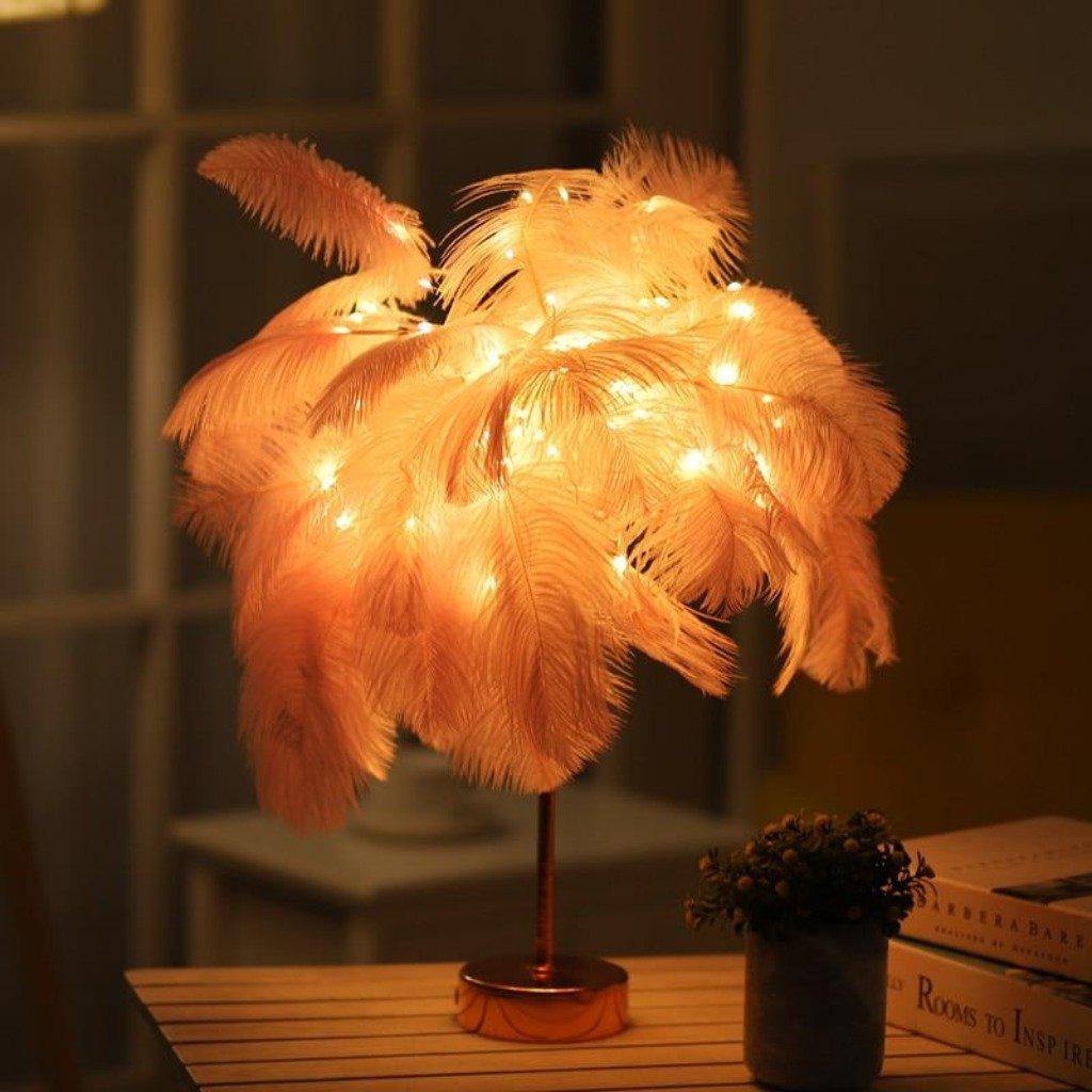 Variant image for Fairy Table Lamp - Elegant Plume Design, Remote Control, Battery Operated Bedside Lamp for Living Room Decor-2