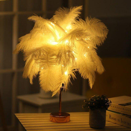 Variant image for Fairy Table Lamp - Elegant Plume Design, Remote Control, Battery Operated Bedside Lamp for Living Room Decor-1