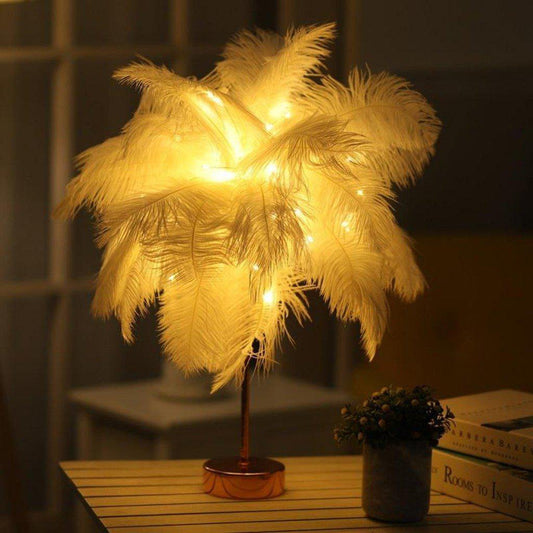 Variant image for Fairy Table Lamp - Elegant Plume Design, Remote Control, Battery Operated Bedside Lamp for Living Room Decor-1