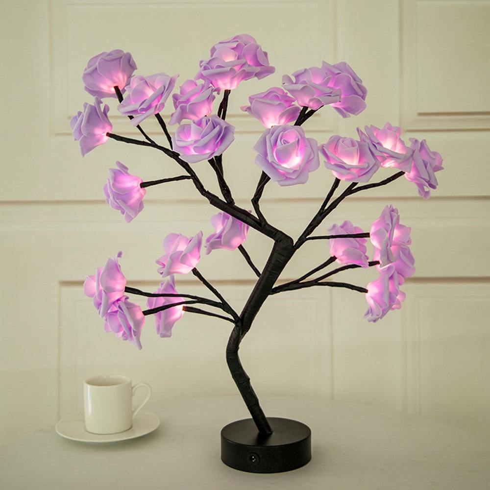 Variant image for RoseLuxe - Elegant Battery Operated Table Lamp with Decorative Bonsai Rose Design-3
