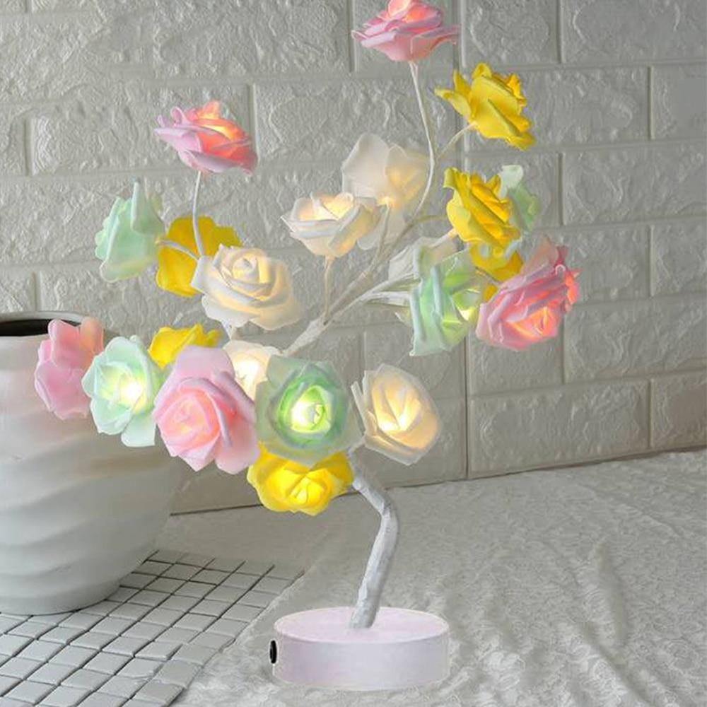 Variant image for RoseLuxe - Elegant Battery Operated Table Lamp with Decorative Bonsai Rose Design-1