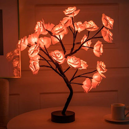 Variant image for RoseLuxe - Elegant Battery Operated Table Lamp with Decorative Bonsai Rose Design-2