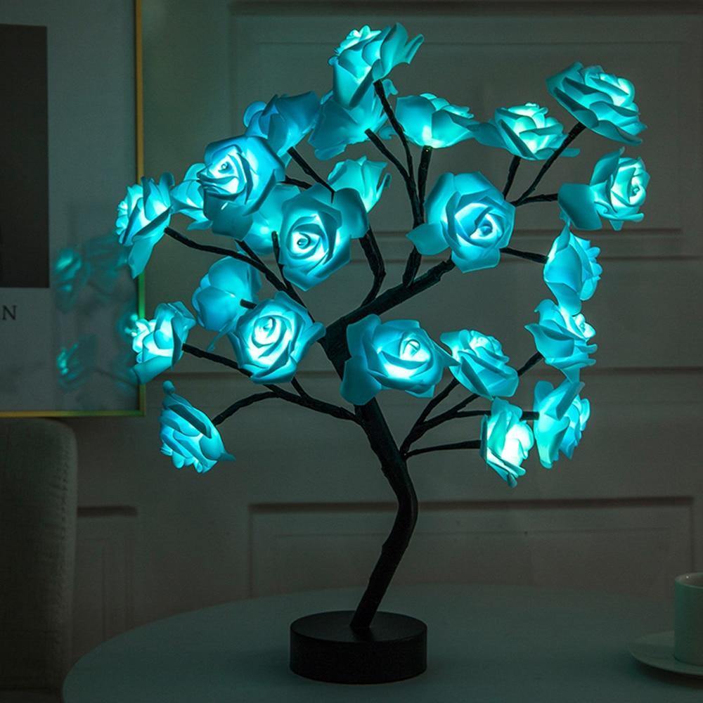Variant image for RoseLuxe - Elegant Battery Operated Table Lamp with Decorative Bonsai Rose Design-4