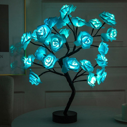 Variant image for RoseLuxe - Elegant Battery Operated Table Lamp with Decorative Bonsai Rose Design-4