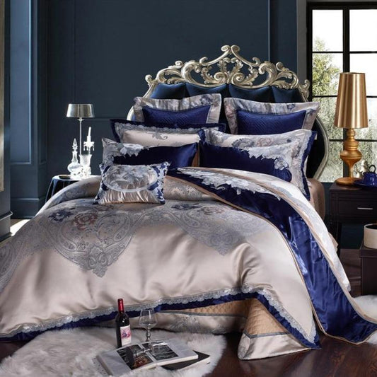 Variant image for Majestic Blue Duvet Cover Set - 1000 TC Cotton Satin Bedding for King Bed-1