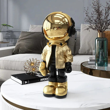CosmoLuxe - Modern Astronaut Statue with Gold Accents for Elegant Decor-6