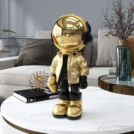 CosmoLuxe - Modern Astronaut Statue with Gold Accents for Elegant Decor-6