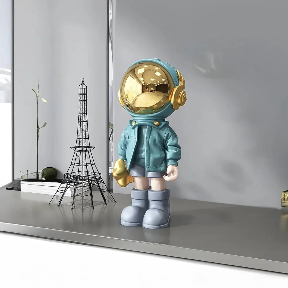 CosmoLuxe - Modern Astronaut Statue with Gold Accents for Elegant Decor-2