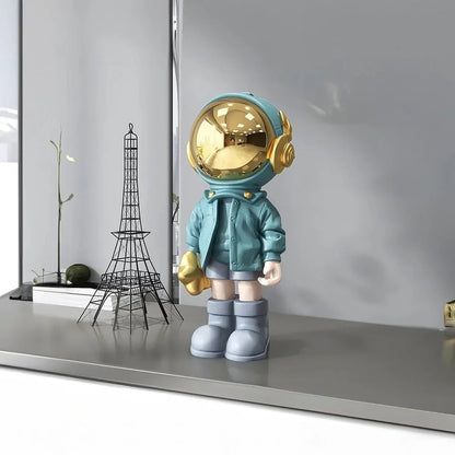CosmoLuxe - Modern Astronaut Statue with Gold Accents for Elegant Decor-2