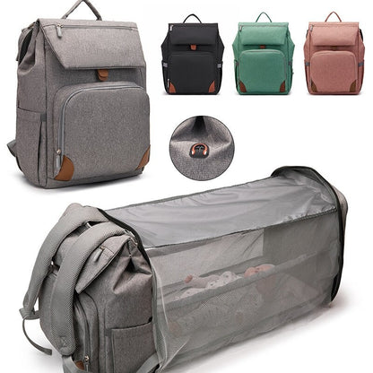 Expandable Diaper Bag Backpack Large Capacity Baby Travel Bed