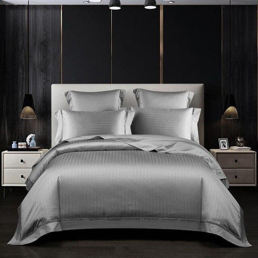 Variant image for Luxurious Monogram Duvet Cover King Set - 1000 TC Egyptian Cotton Bedding-1