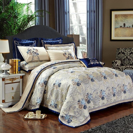 Oriental Jacquard Luxury Bedding Set - 600 TC Duvet Covers for Comfort & Style-3