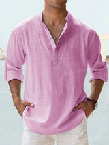 Luca - Casual Cotton Linen Men's Henley Shirt