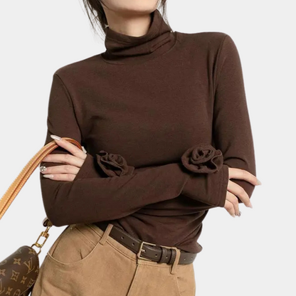 Myrthe - Elegant Women's Shirt in Stylish Brown Cotton for All Occasions-4
