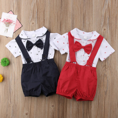 CuddleCare - Stylish Baby Boy Romper with Dickie Bow