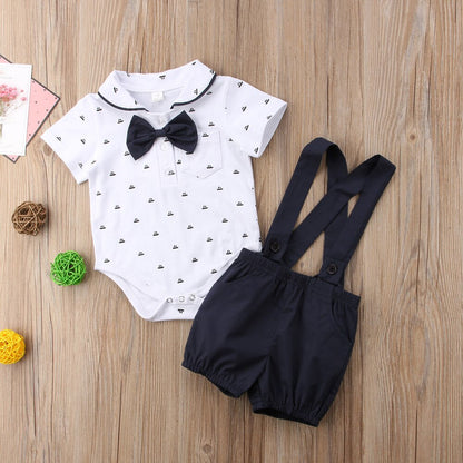 CuddleCare - Stylish Baby Boy Romper with Dickie Bow