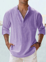 Luca - Casual Cotton Linen Men's Henley Shirt