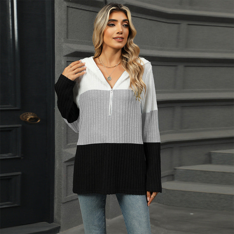 Ava - Women's Color Block Hooded Sweatshirt