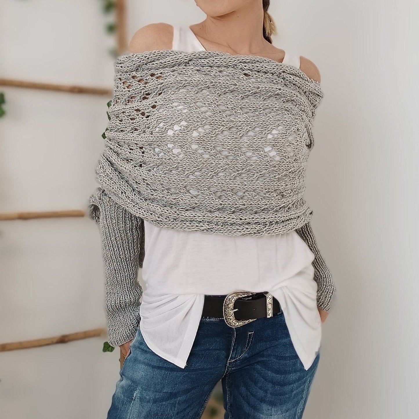 Isara – Women's Cozy Knitted Wrap | Stylish Cable-Knit Poncho Shawl