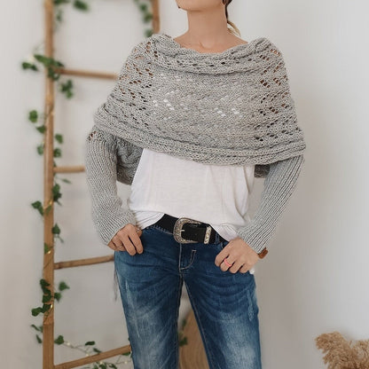 Isara – Women's Cozy Knitted Wrap | Stylish Cable-Knit Poncho Shawl
