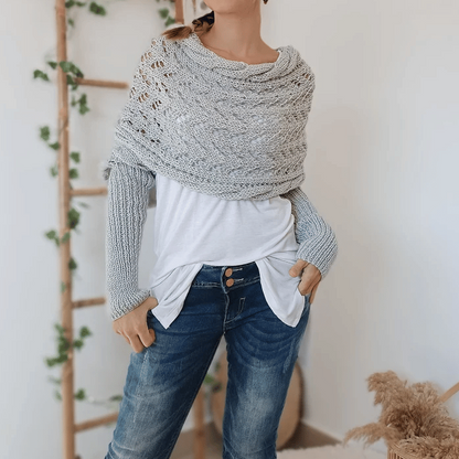 Isara – Women's Cozy Knitted Wrap | Stylish Cable-Knit Poncho Shawl
