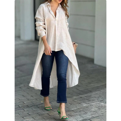 LunaVibe – Women's Elegant Long Lapel Shirt