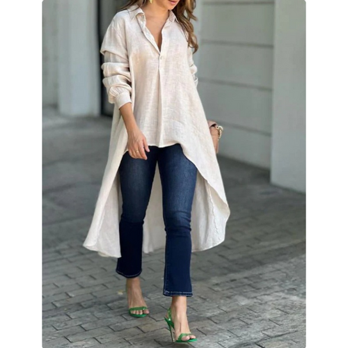 LunaVibe – Women's Elegant Long Lapel Shirt