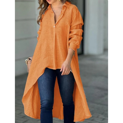 LunaVibe – Women's Elegant Long Lapel Shirt