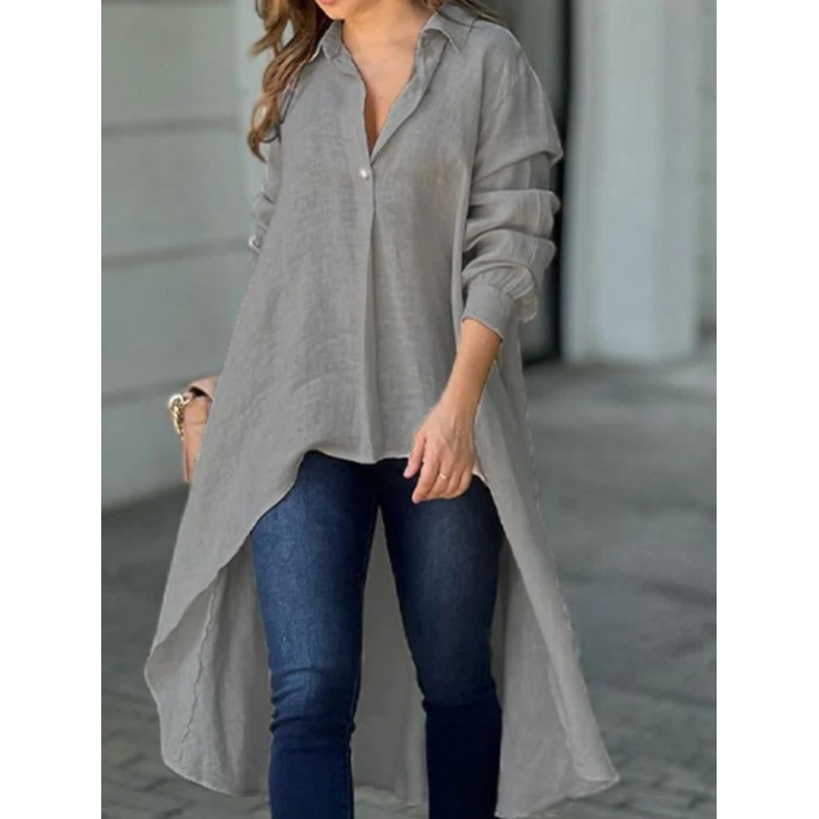 LunaVibe – Women's Elegant Long Lapel Shirt