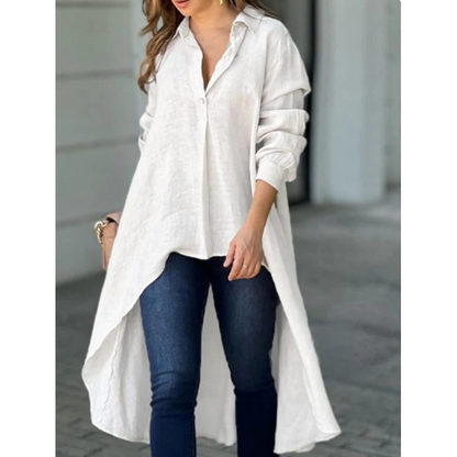 LunaVibe – Women's Elegant Long Lapel Shirt