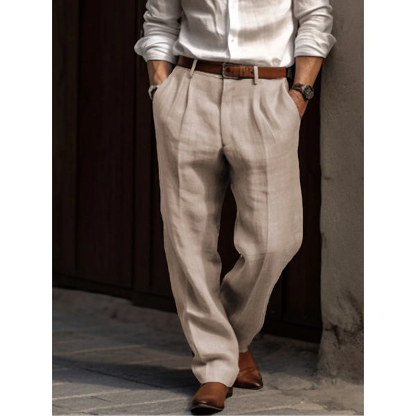 Pleated Men’s Linen Trousers