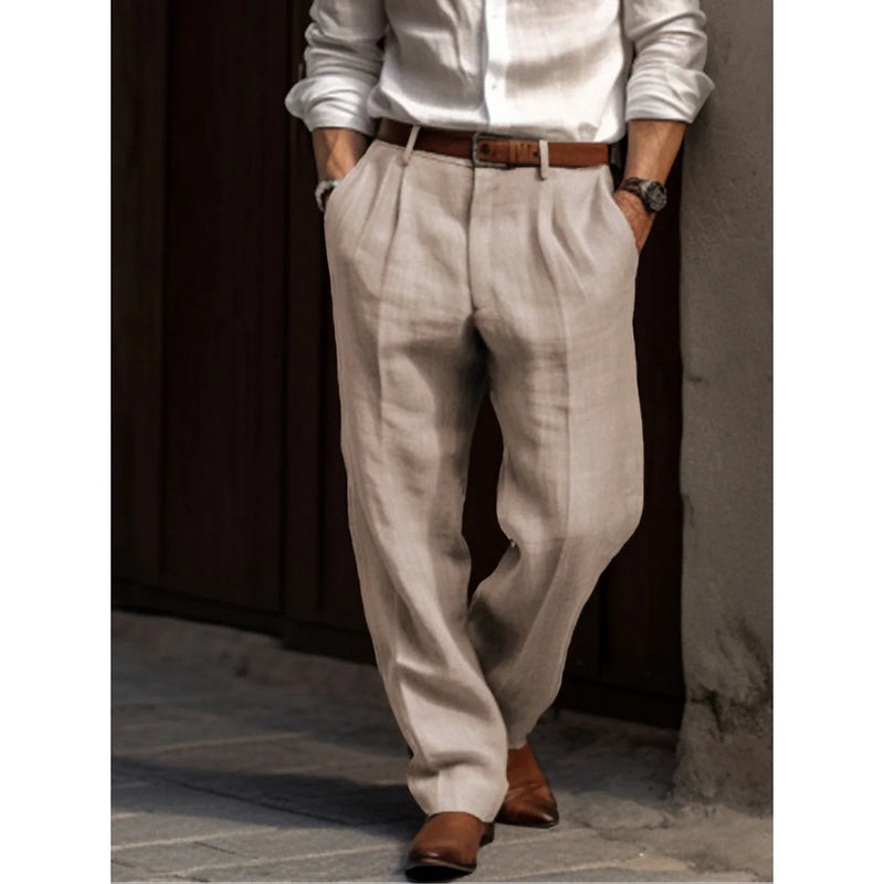 Pleated Men’s Linen Trousers