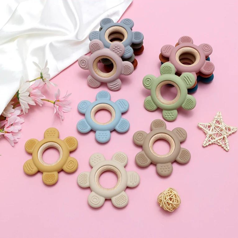 CHEWIEBUD - Silicone & Wooden Baby Teether Ring