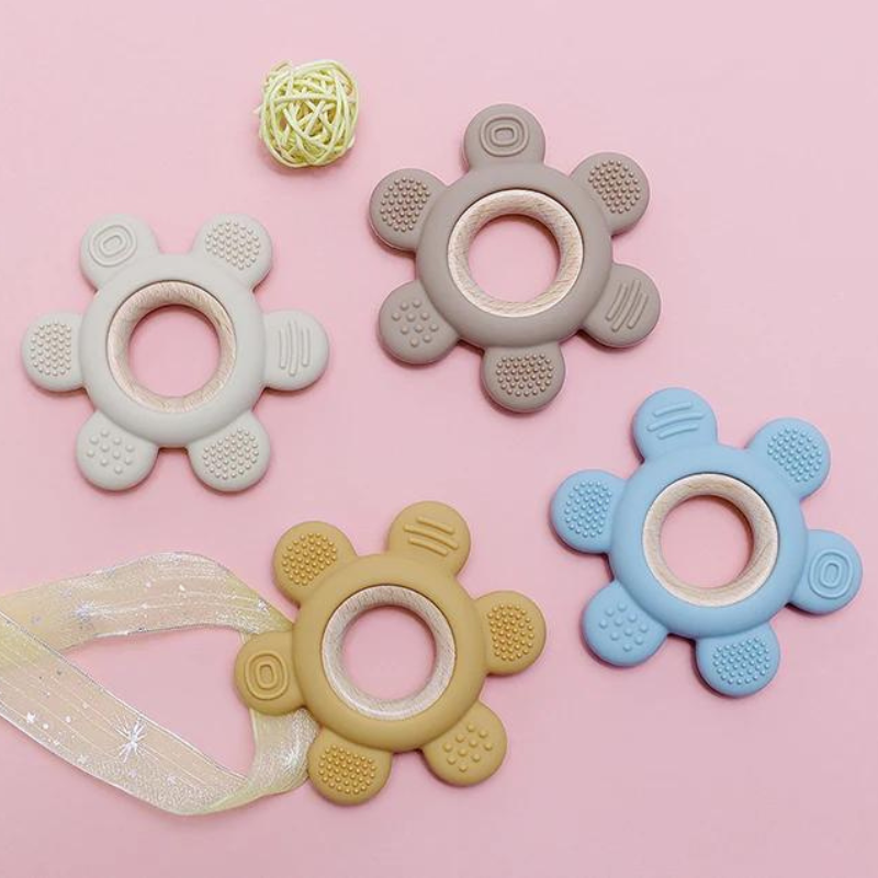 CHEWIEBUD - Silicone & Wooden Baby Teether Ring