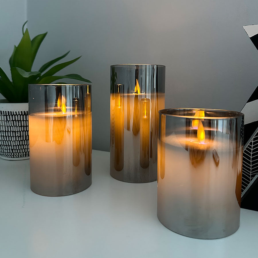 LumiGlow –  Set of 3 Elegant Flameless Pillar Candle