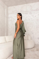 Serena - Sleek One-Shoulder Satin Women's Dress