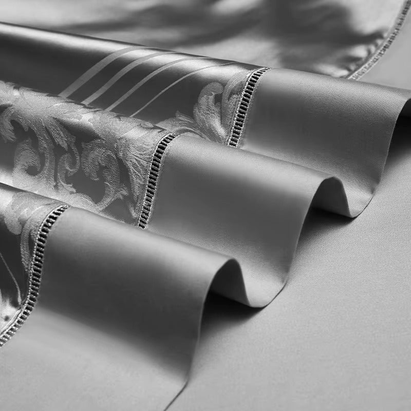 Versailles Luxury Duvet Cover Set - Elegant Grey Ultra-Soft Cotton Bed Covers-5