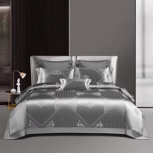 Variant image for Versailles Luxury Duvet Cover Set - Elegant Grey Ultra-Soft Cotton Bed Covers-1
