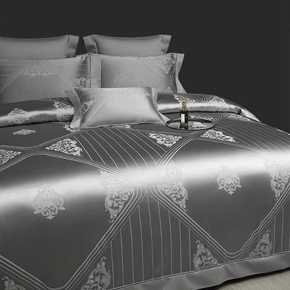 Versailles Luxury Duvet Cover Set - Elegant Grey Ultra-Soft Cotton Bed Covers-3
