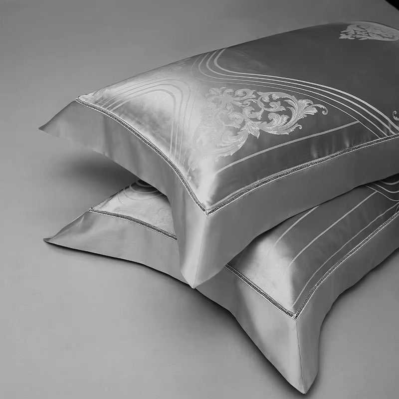 Versailles Luxury Duvet Cover Set - Elegant Grey Ultra-Soft Cotton Bed Covers-4
