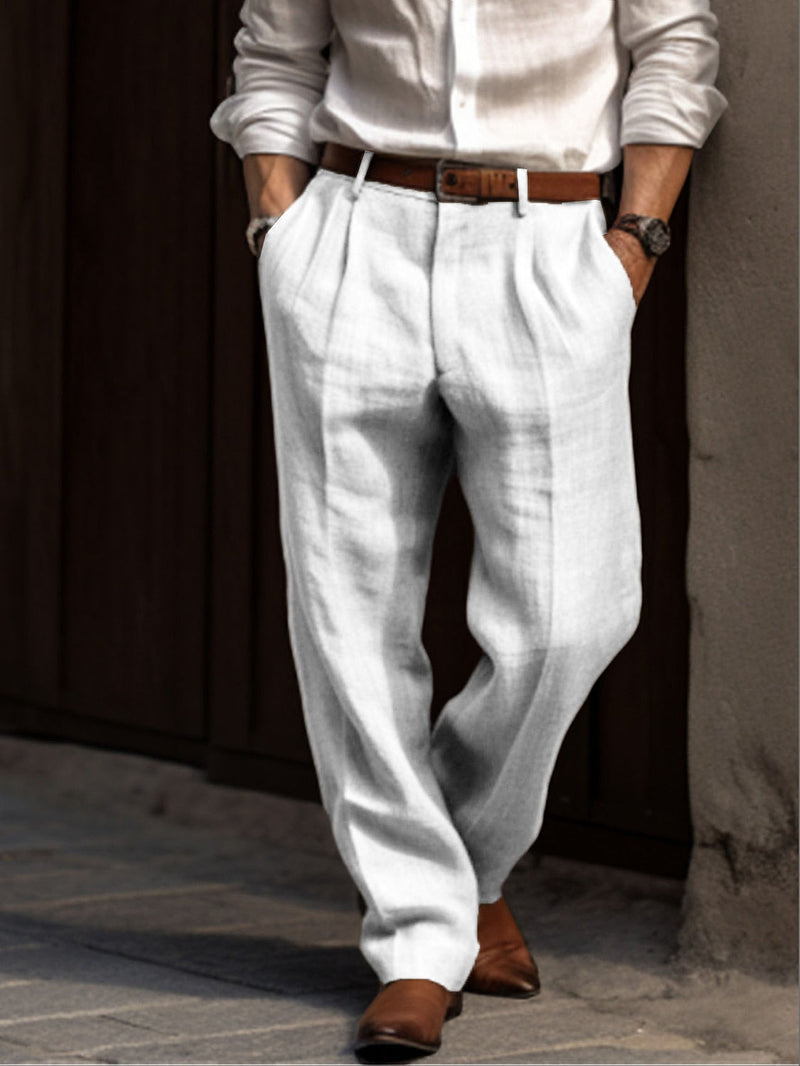 Pleated Men’s Linen Trousers