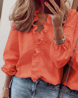 Luna - Lightweight Ruffle V-Neck Women's Blouse