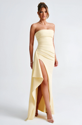 Women's Strapless Maxi Dress with High Slit