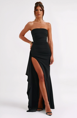 Women's Strapless Maxi Dress with High Slit